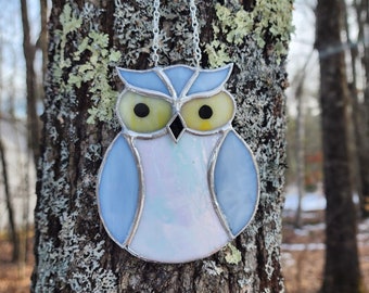 Unique Stained Glass Owl Ornament, Animal Stained Glass Wilderness Art Creative Gift Idea, Adorable Ornament Decorative Glass Art