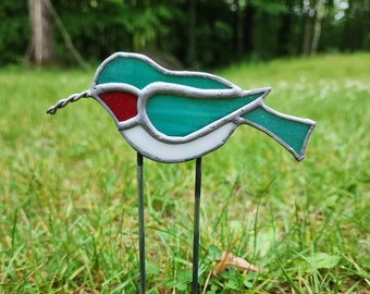 Stained Glass Hummingbird Garden Stake, Stained Glass Bird, Garden Decor, Bird Glass Art, Glass Garden Art