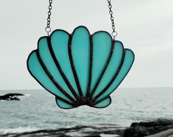 Scallop Shell Ornament Seashell Suncatcher, Sea Lover Gift Window Ornament,Beachaholic Gift Car Mirror Ornament