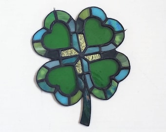 Green Lucky Shamrock Suncatcher, Unique Stained Glass Saint Patrick's Decor, Beautiful Mosaic Art Irish Decoration, March Decor