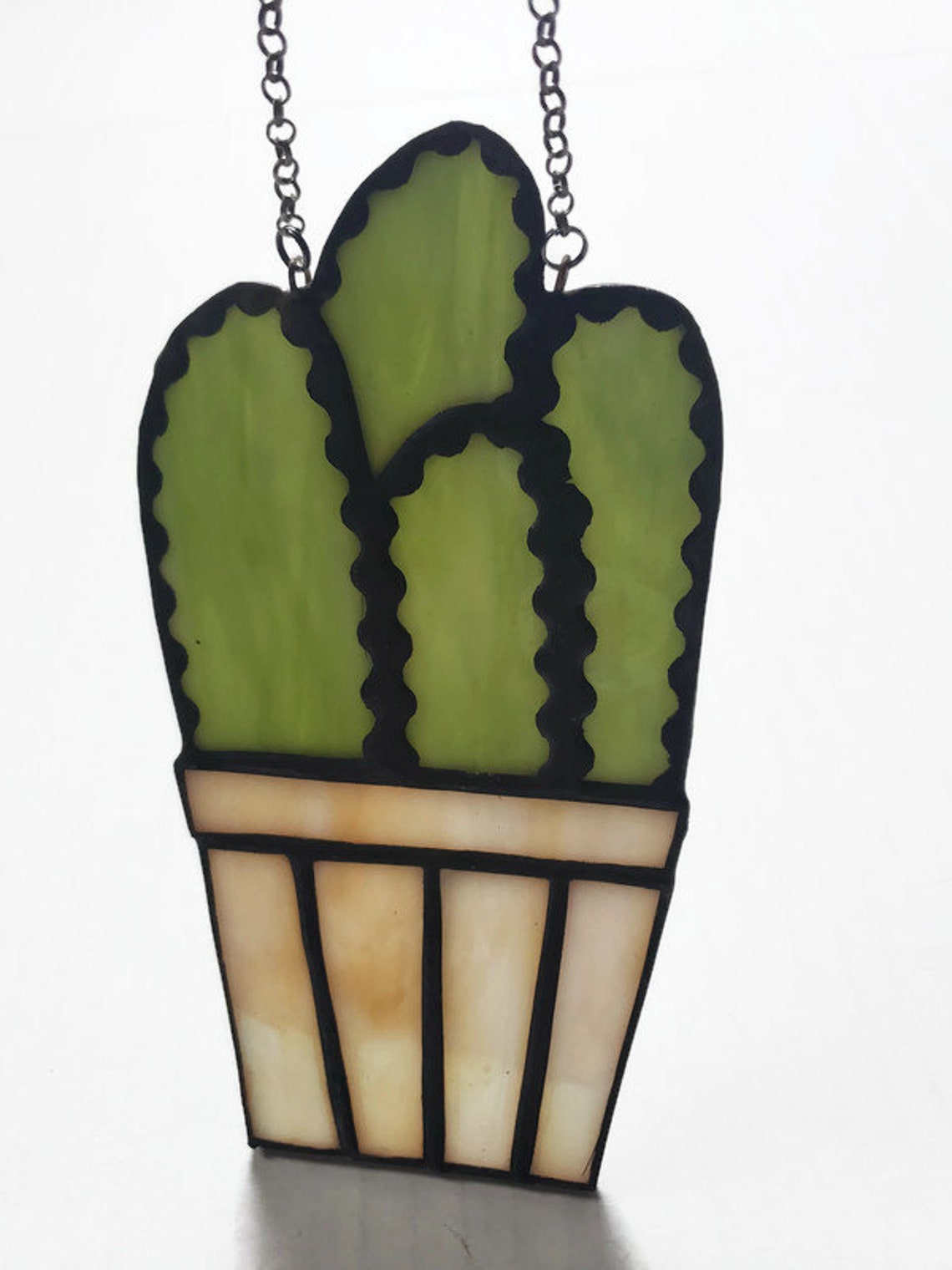 Unique Stained Glass Cactus Ornament Potted Cactus Decorative Etsy
