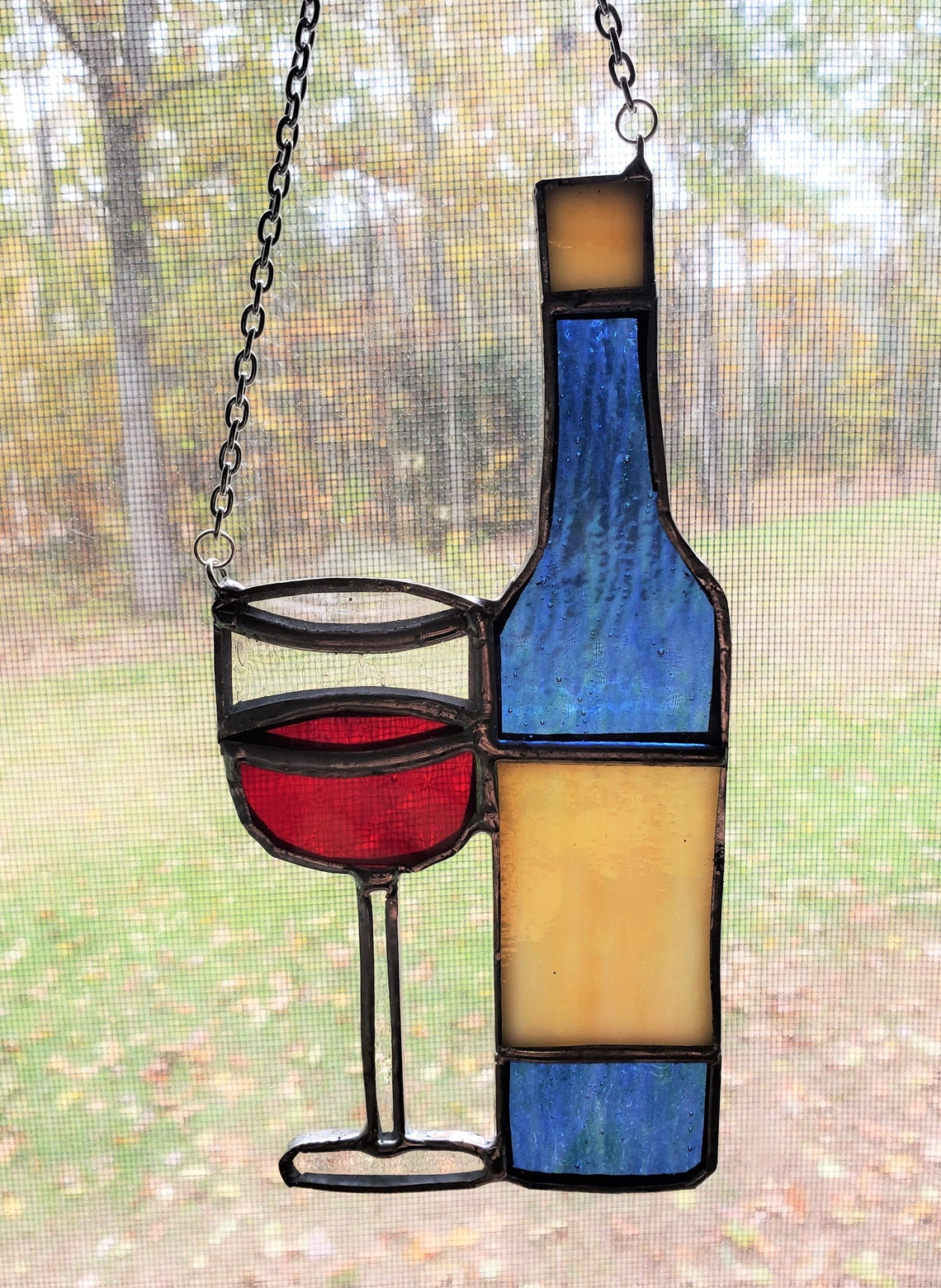 Unique Stained Glass Wine Glass Ornament Wine Gift For Mom or Etsy