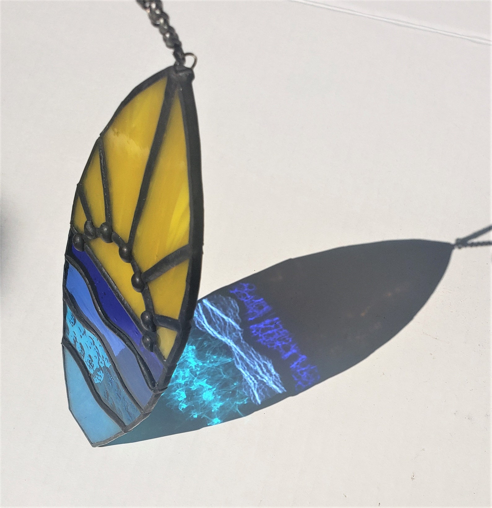 Unique Stained Glass Surfboard Ornament With Ocean Sunrise Etsy