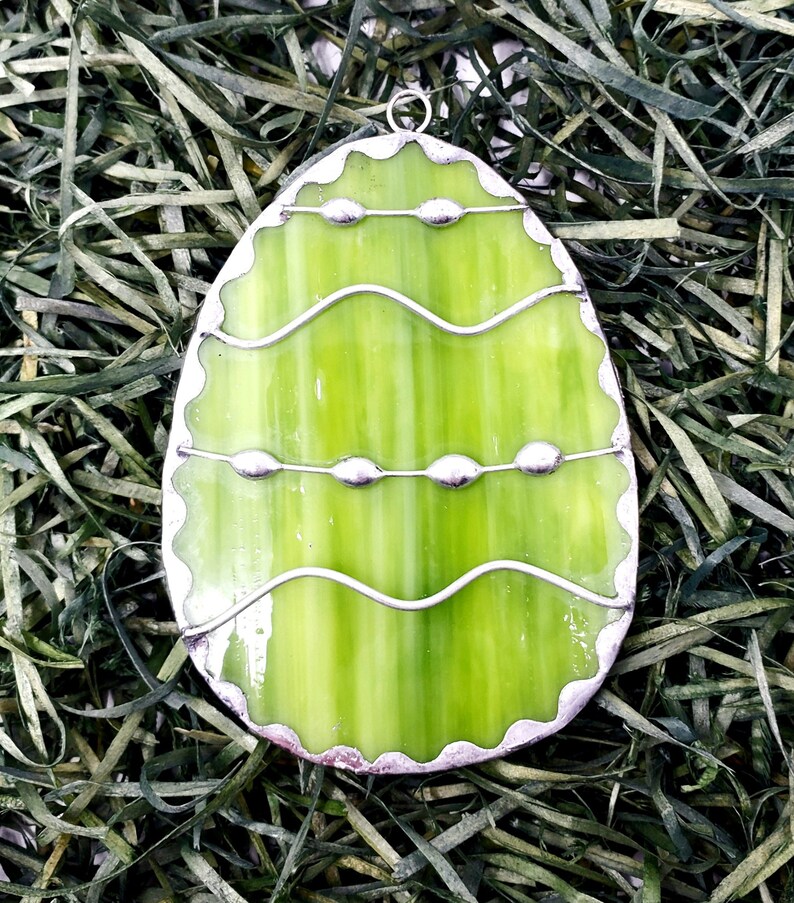 Unique Stained Glass Decorative Egg Suncatcher, Easter Stained Glass Easter Egg Art,Creative Gift Idea Easter Basket Filler Springtime Decor image 4