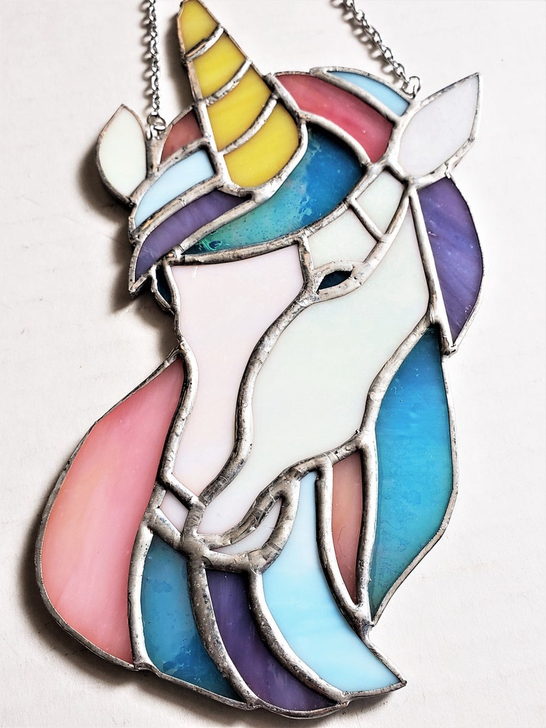 Glass Unicorn Suncatcher Decorative Glass Art Unicorn Etsy