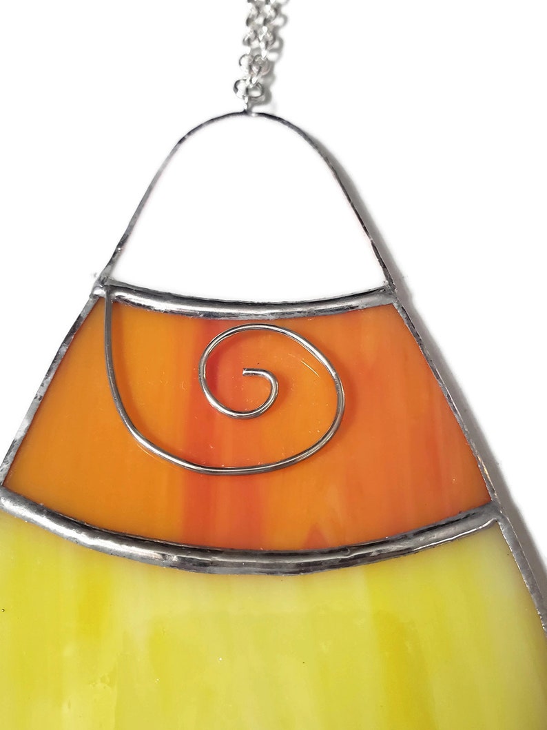 Unique Stained Glass Candy Corn Art Halloween Suncatcher Gift Etsy