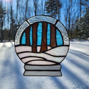 Atrapasol de temporada con arte festivo en forma de bola de nieve, idea de regalo creativa para decoración de invierno, decoración de árboles