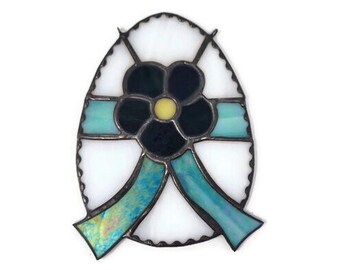 Stained Glass Flower and Easter Egg Window Art, Colorful Wall Deco Easter Egg Design, Easter Wall Art Flower Artwork Gift Under 40