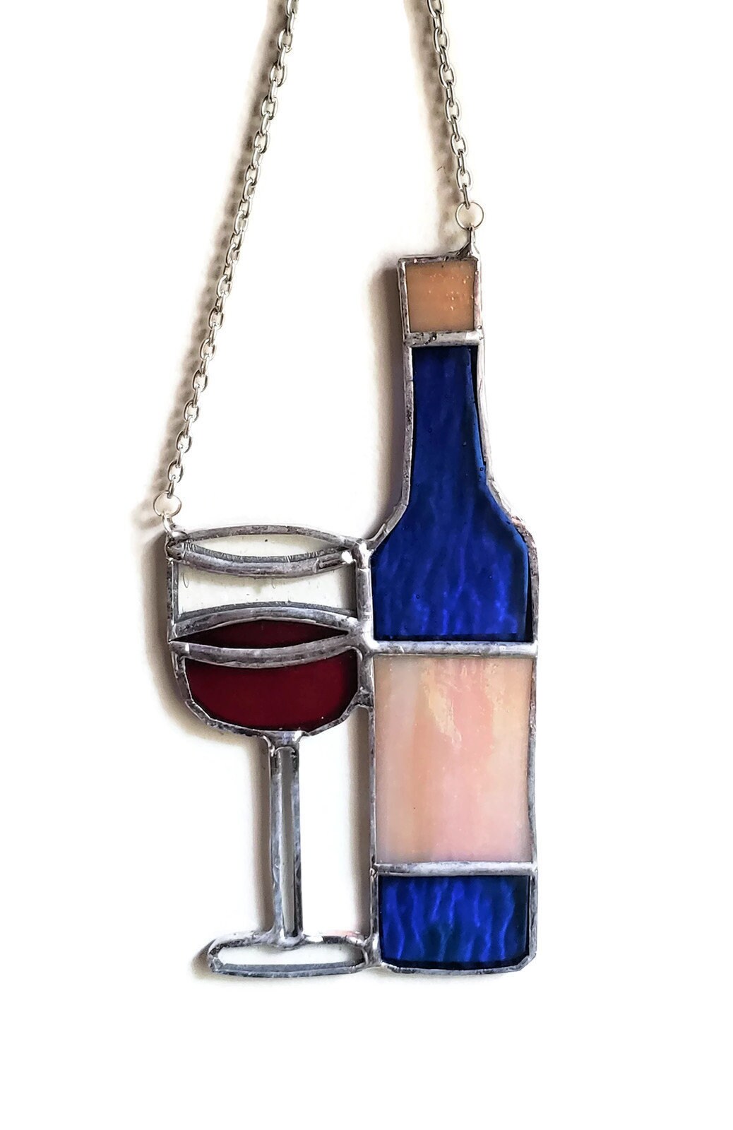 Unique Stained Glass Wine Glass Ornament Wine Gift For Mom or Etsy