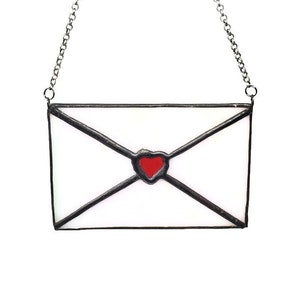 Sobre de vidrieras único con atrapasueños de corazón, decoración romántica del corazón, decoración de San Valentín, carta de amor para admirador secreto