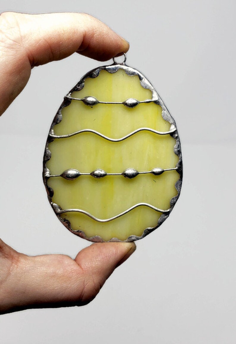 Unique Stained Glass Decorative Egg Suncatcher, Easter Stained Glass Easter Egg Art,Creative Gift Idea Easter Basket Filler Springtime Decor image 8