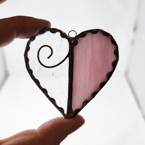 Unique Stained Glass Heart Suncatcher, Valentines Ornament Romantic Gift Idea for Fiance, Romantic Heart Decor for Sentimental Gift image 4