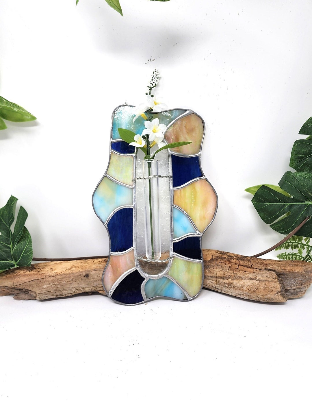 Stained Glass Flower Holder, Unique Vase, Floral Vessel, Test Tube