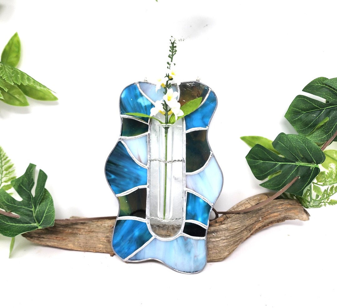 Stained Glass Flower Holder, Unique Vase, Floral Vessel, Test Tube