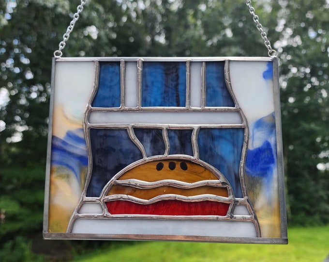 Unique Stained Glass Pie in a Window Art, Stained Glass Apple Pie