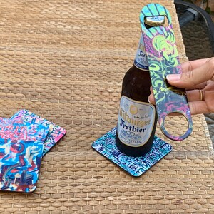 Modern Times - Unique Coasters - Set of 4 Bash Art Coasters - Geometric Coasters Perfect Gift Home