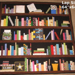 CUSTOM ORDER ONLY Bookcase Quilt bookshelves, books, knickknacks image 3