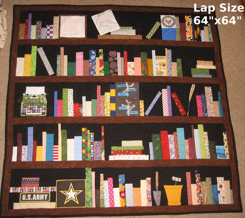 CUSTOM ORDER ONLY Bookcase Quilt bookshelves, books, knickknacks image 3
