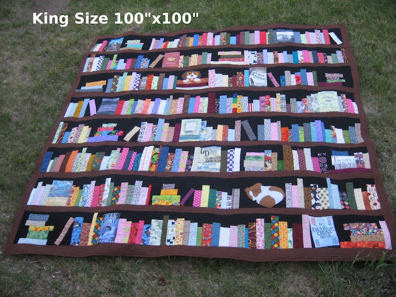 CUSTOM ORDER ONLY Bookcase Quilt bookshelves, books, knickknacks image 5