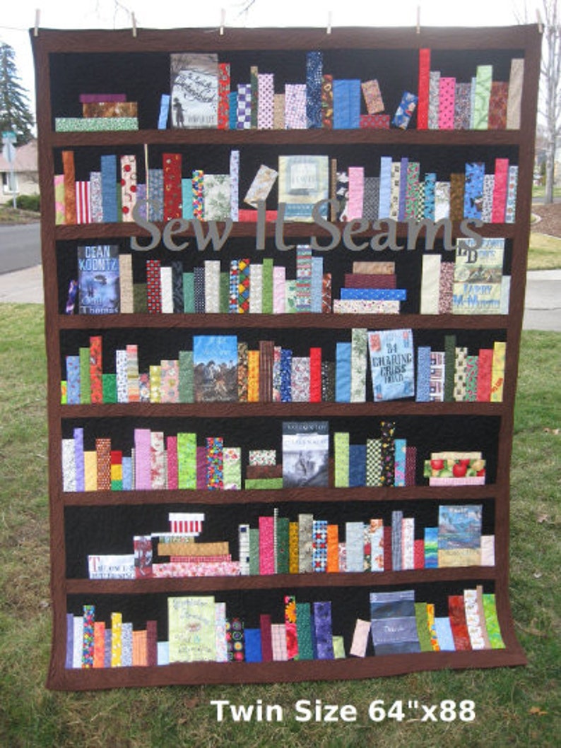 CUSTOM ORDER ONLY Bookcase Quilt bookshelves, books, knickknacks image 1