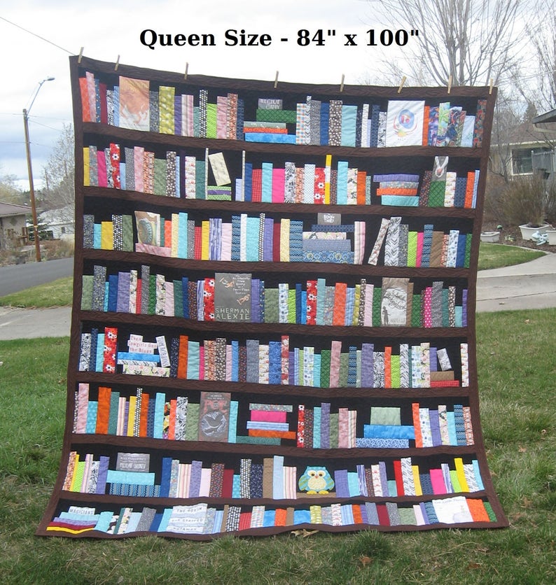 CUSTOM ORDER ONLY Bookcase Quilt bookshelves, books, knickknacks image 4
