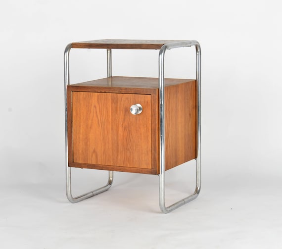 【希少】BAUHAUS THONET postmodern ヴィンテージ 4脚 Bauhaus Tubular Steel Nightstand Thonet Style Bedside Table