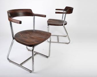 Bauhaus chairs by by Robert Slezak for Slezak, 1900s, Marcel Breuer era, knoll, deco
