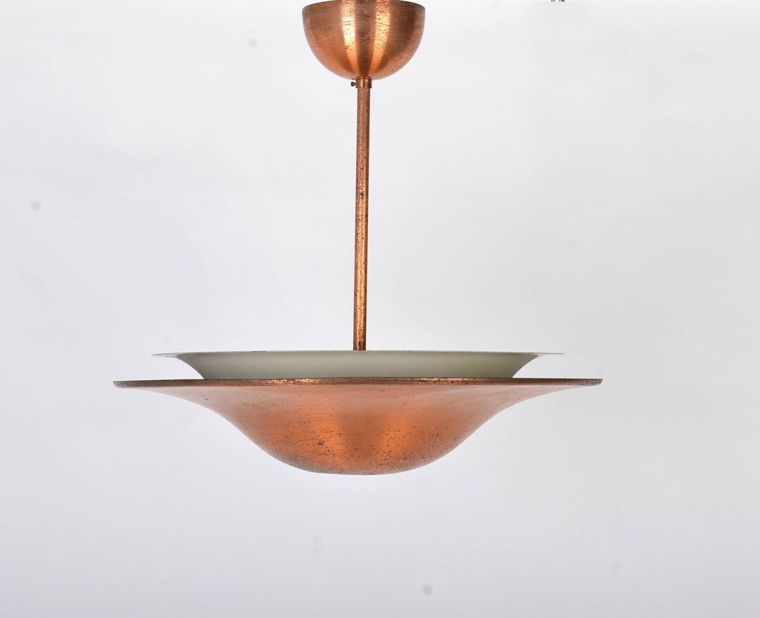 Copper Bauhaus Ceiling Light, 1930s Functionalist Pendant Art Deco ...