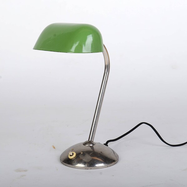 Lámpara de escritorio Bauhaus de Jaroslav Anyz Lámpara de esmalte de los años 30 Lámpara de oficina vintage Lámpara de trabajo modernista Lámpara de banco vintage Lámpara funcionalista