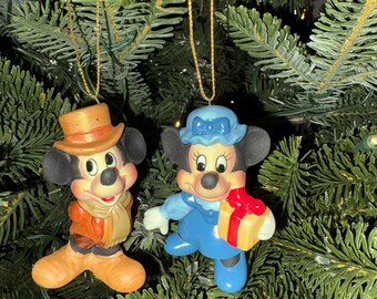 vintage Mickey and Minnie mouse Christmas ornaments
