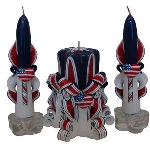 Patriotic ou Americana Candle Centerpiece Set