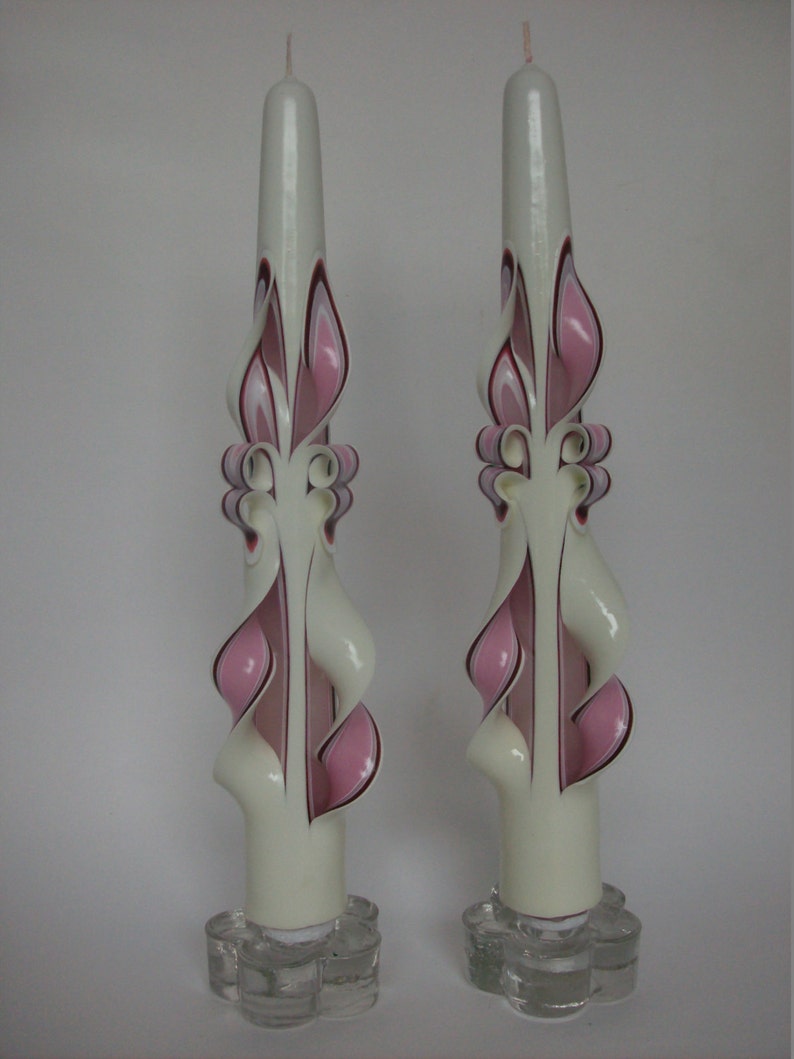 Carved Pink Taper Candles Etsy