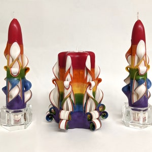 Handmade Carved Rainbow Candles