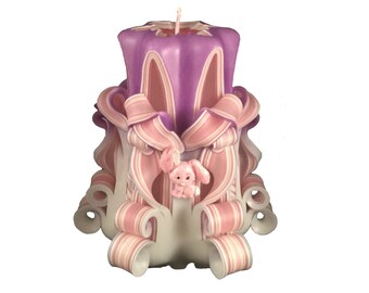 Hand-Carved Easter Bunny Pillar Candle - 5 Inch