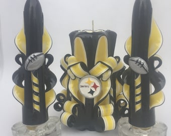 Steelers Inspired Candle Centerpiece Set