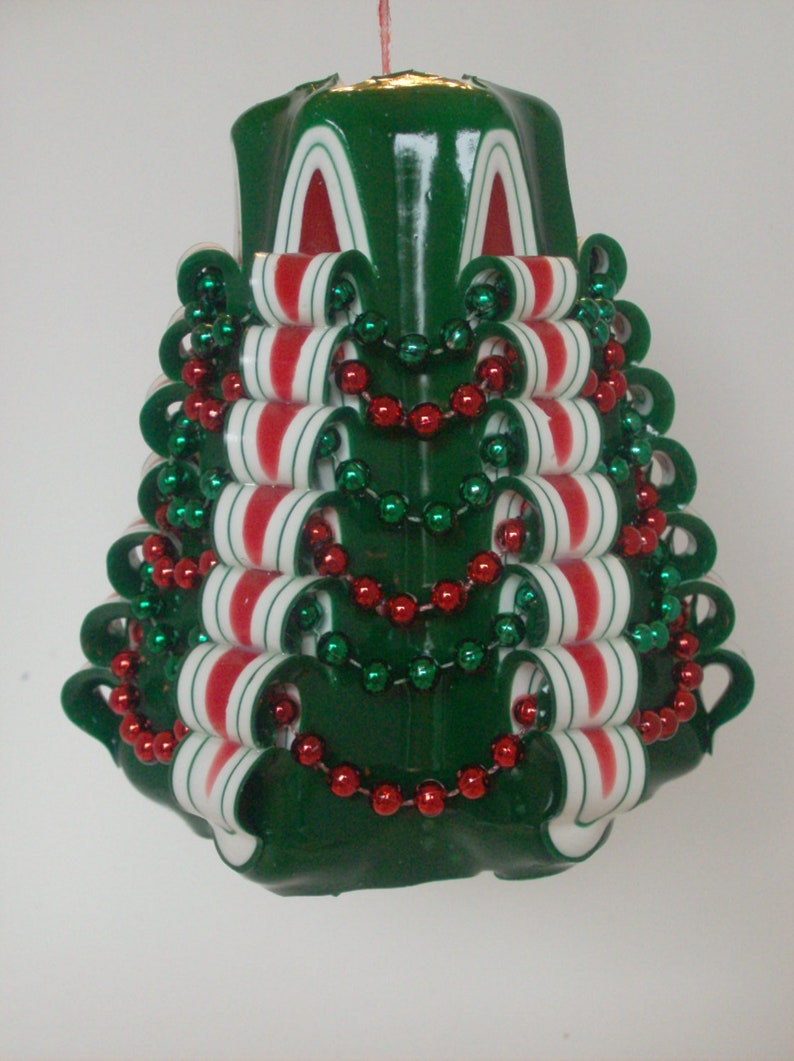 Carved Christmas Tree Pillar Candle Etsy
