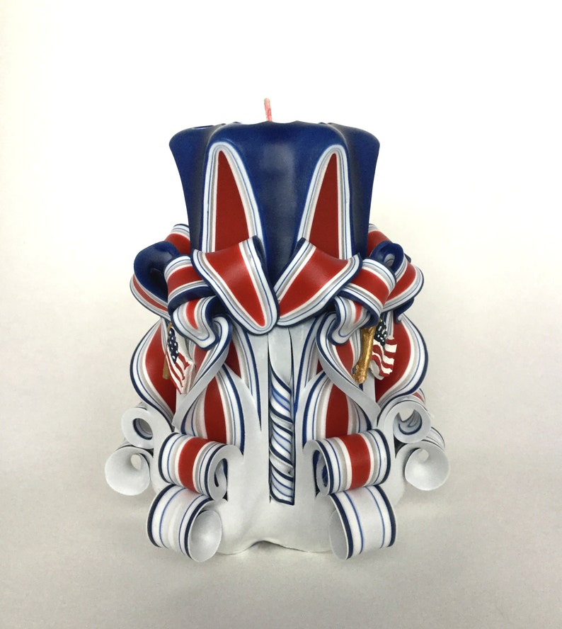 Hand-carved Patriotic Candle Set With Flag Accents - Etsy