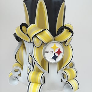 Steelers Inspired Carved Pillar Candle - 5 Inch