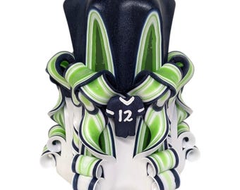 Seahawks Inspired Decorative Pillar Candle - 5 Inch