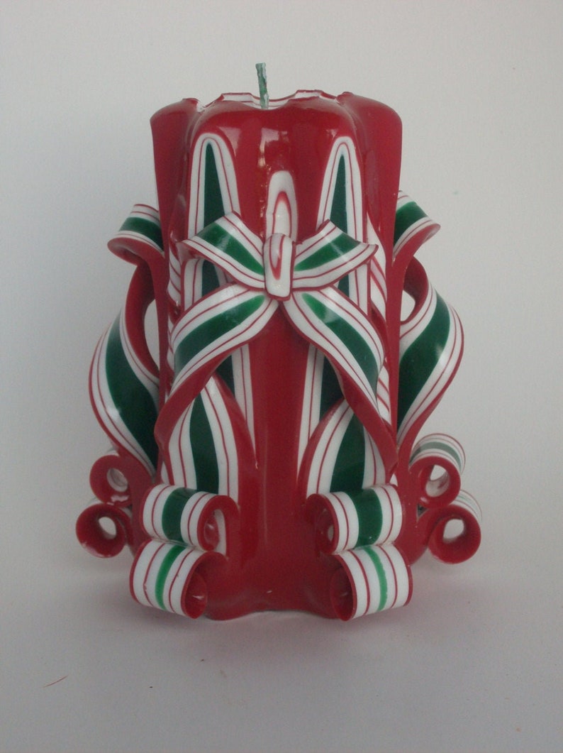 Carved Christmas Pillar Candle Etsy
