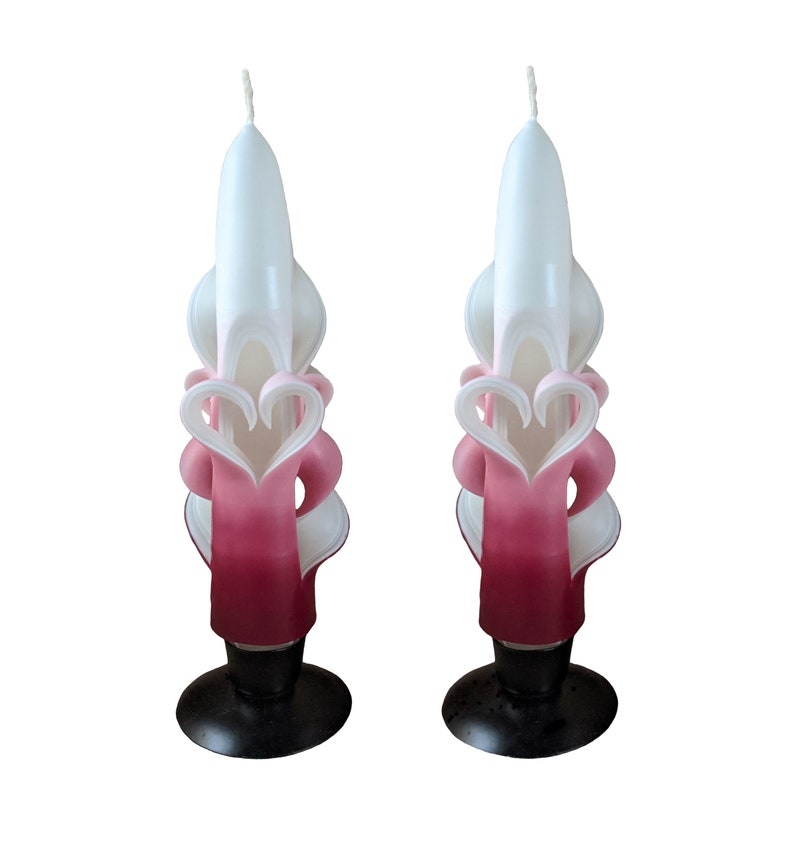 Raspberry Ombre Heart Taper Candles Etsy