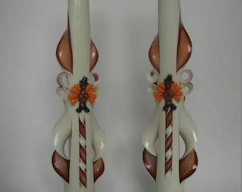 Hand-Carved Thanksgiving Taper Candles