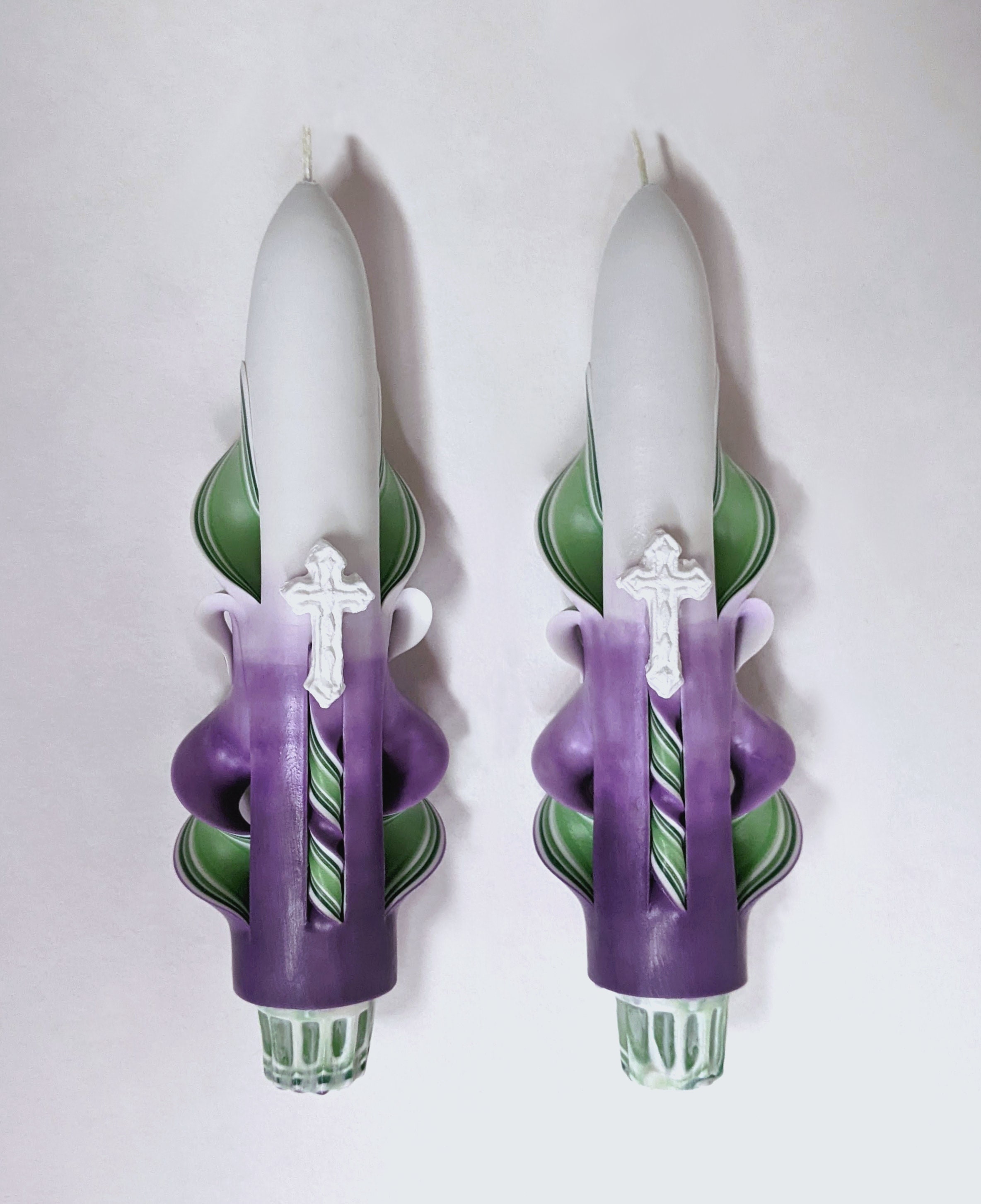Handcarved Easter Candles With Cross Accents Etsy