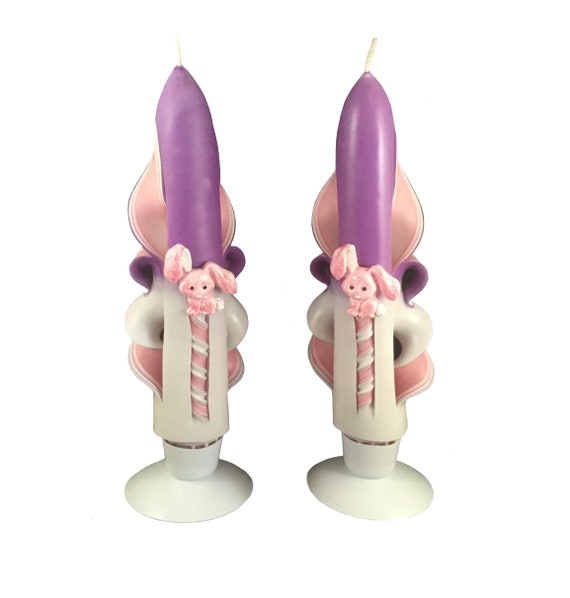 Handcarved Easter Bunny Taper Candles Etsy