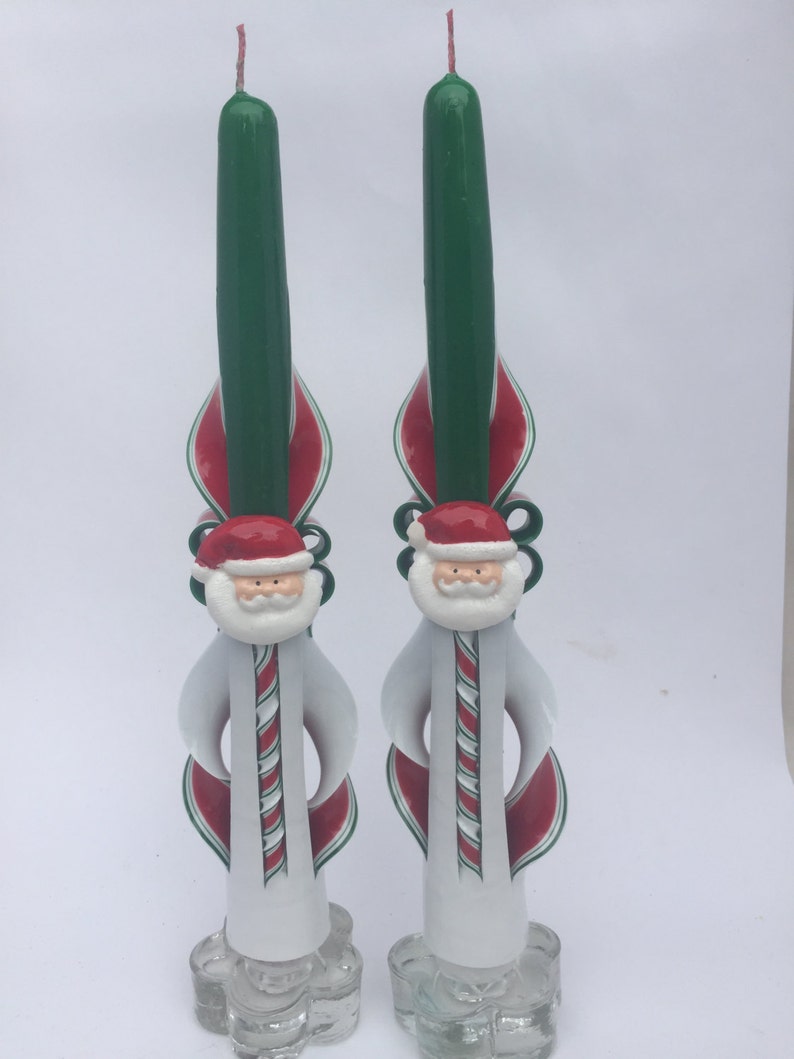 HandCarved Santa Taper Candles Etsy