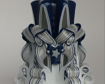 Cowboys Inspired Carved Pillar Candle - 5 Inch