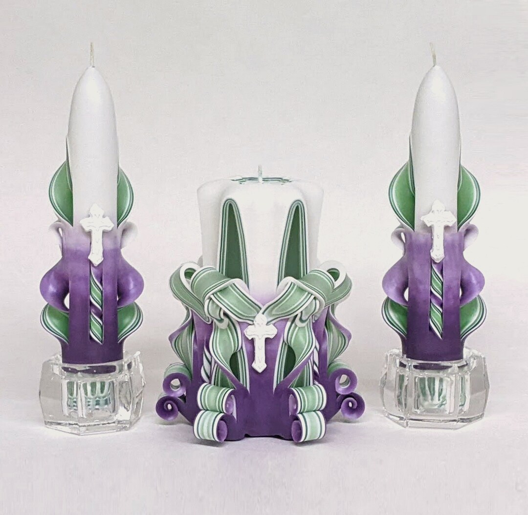 Handcarved Easter Candles With Cross Accents Etsy