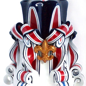 Fleur-de-Lis Carved Pillar Candle - 5 Inch
