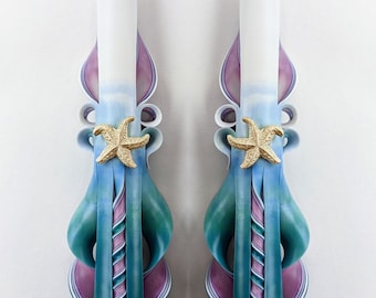 Hand-Carved Starfish Taper Candles - 10 inch