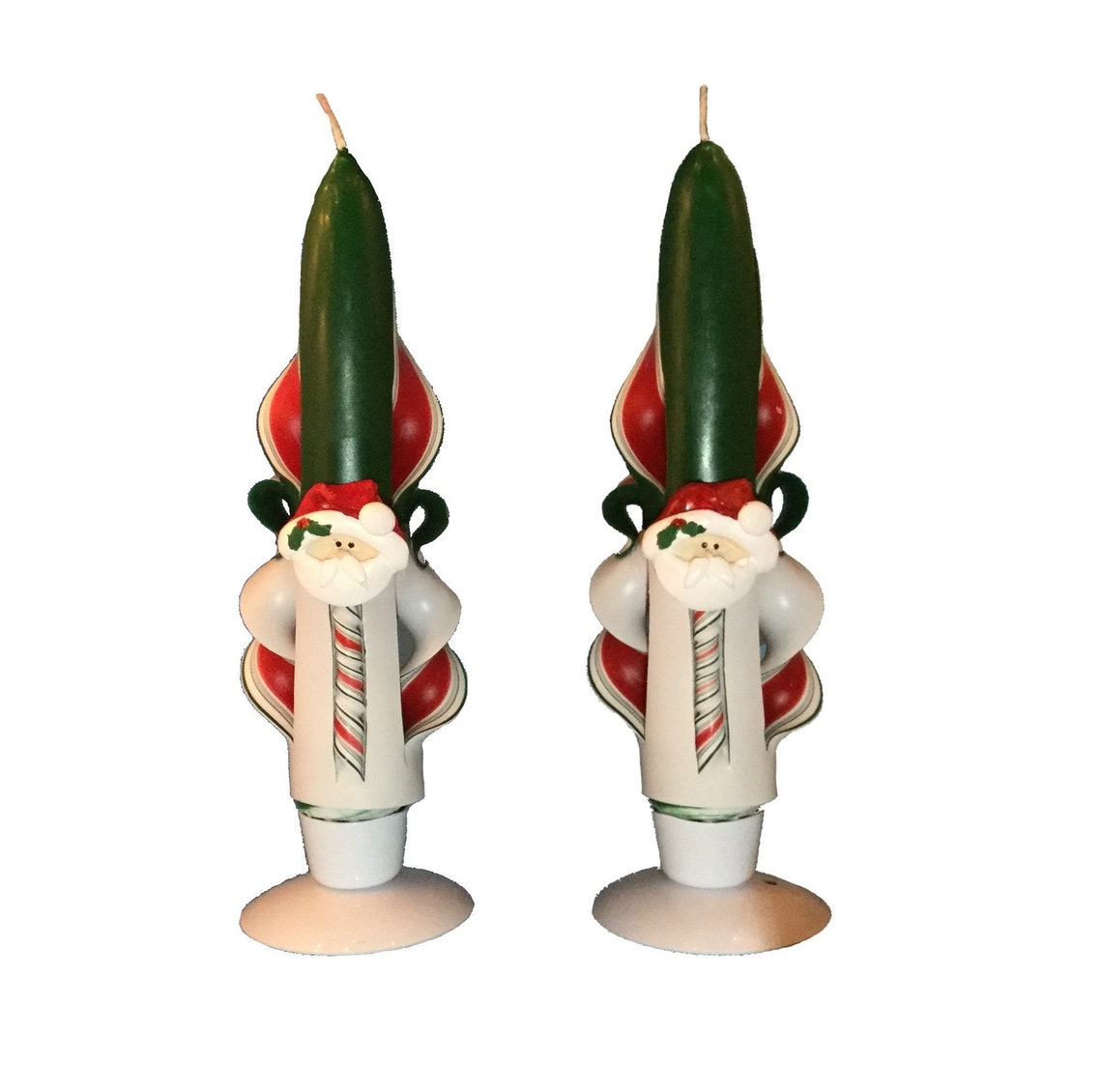 Handmade Christmas Taper Candles With Santa Accents | Etsy